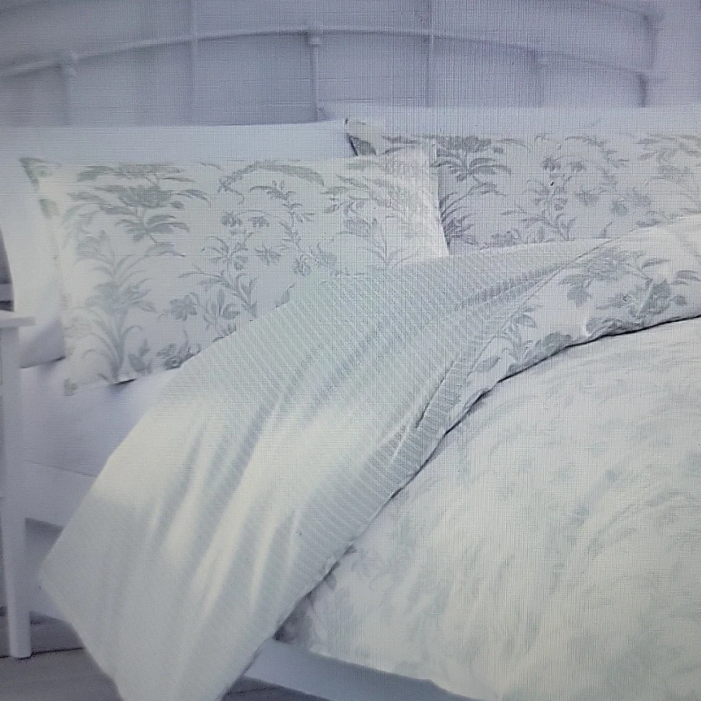 Laura Ashley Home Natalie sage green white floral twin duvet cover 5 pc set  New